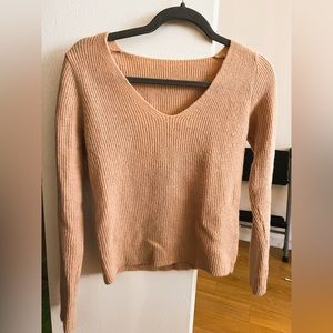 Solid rib knit v-neck sweater